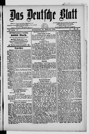 Das deutsche Blatt vom 25.02.1899