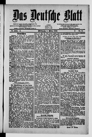 Das deutsche Blatt vom 01.03.1899