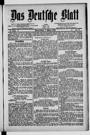 Das deutsche Blatt vom 09.03.1899