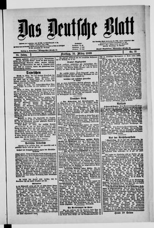 Das deutsche Blatt vom 31.03.1899