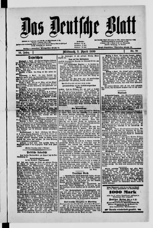 Das deutsche Blatt vom 05.04.1899
