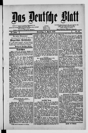 Das deutsche Blatt vom 09.04.1899