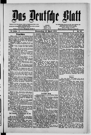 Das deutsche Blatt vom 13.04.1899