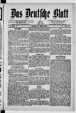 Das deutsche Blatt vom 14.04.1899