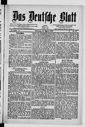 Das deutsche Blatt vom 16.04.1899