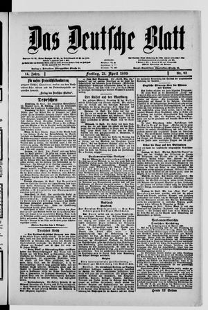 Das deutsche Blatt vom 21.04.1899