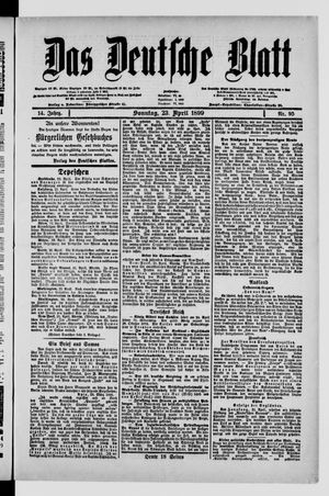 Das deutsche Blatt on Apr 23, 1899