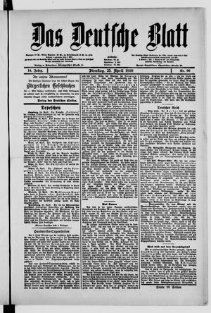 Das deutsche Blatt vom 25.04.1899