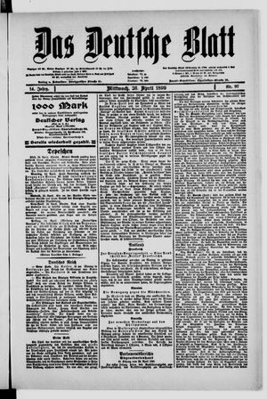 Das deutsche Blatt vom 26.04.1899