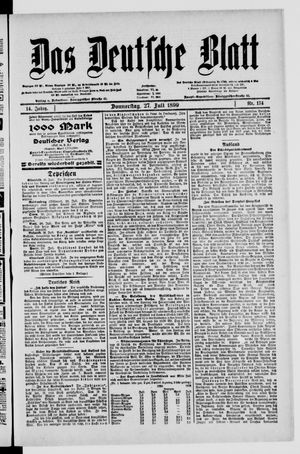 Das deutsche Blatt vom 27.07.1899
