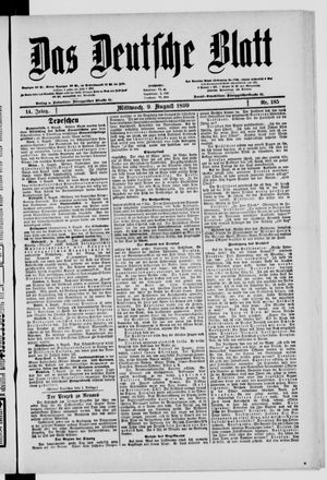 Das deutsche Blatt vom 09.08.1899