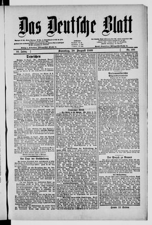 Das deutsche Blatt vom 20.08.1899