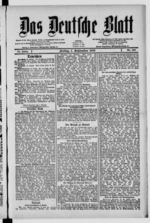 Das deutsche Blatt vom 01.09.1899