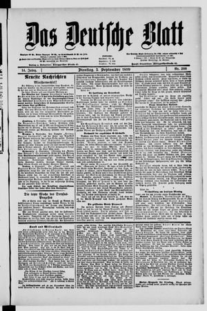 Das deutsche Blatt vom 05.09.1899