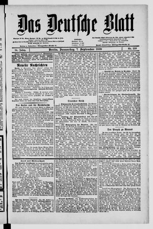 Das deutsche Blatt vom 07.09.1899