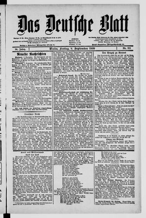 Das deutsche Blatt vom 08.09.1899