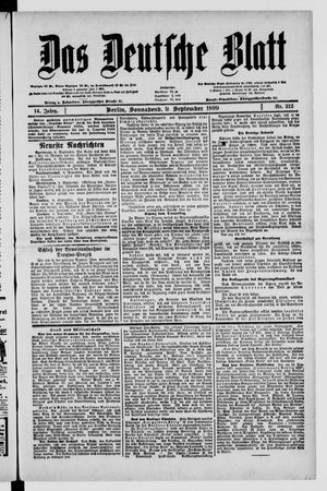 Das deutsche Blatt vom 09.09.1899