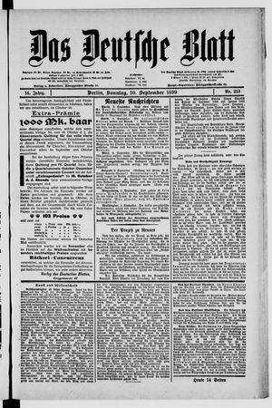 Das deutsche Blatt vom 10.09.1899