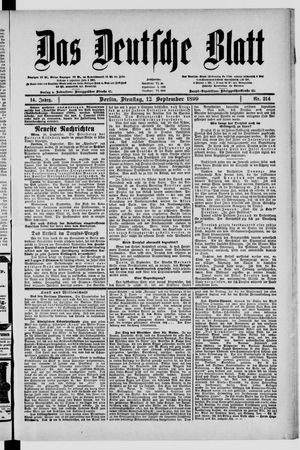 Das deutsche Blatt vom 12.09.1899