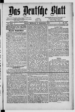 Das deutsche Blatt vom 13.09.1899