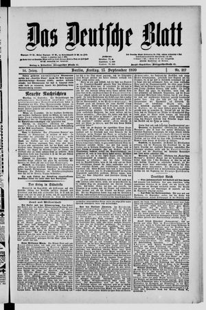 Das deutsche Blatt vom 15.09.1899