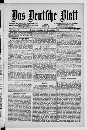 Das deutsche Blatt on Sep 19, 1899