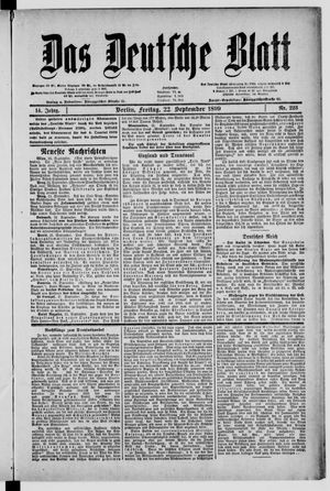 Das deutsche Blatt vom 22.09.1899