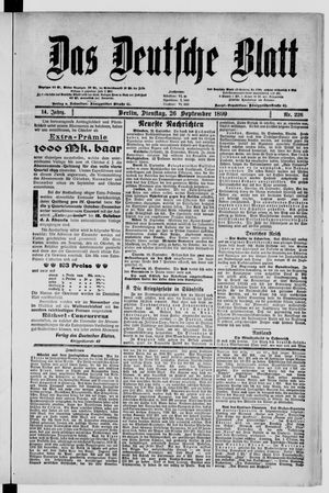 Das deutsche Blatt vom 26.09.1899