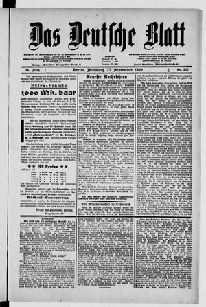 Das deutsche Blatt vom 27.09.1899