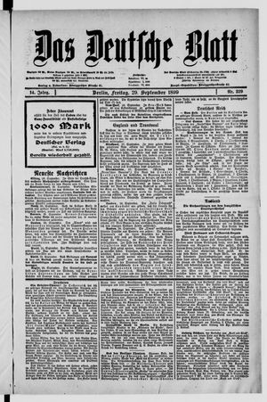 Das deutsche Blatt vom 29.09.1899