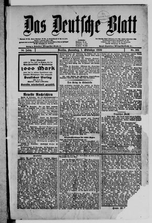 Das deutsche Blatt vom 01.10.1899
