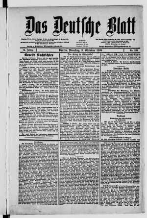 Das deutsche Blatt vom 03.10.1899