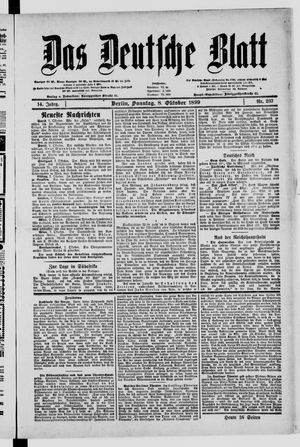 Das deutsche Blatt vom 08.10.1899