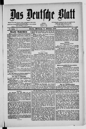 Das deutsche Blatt vom 11.10.1899