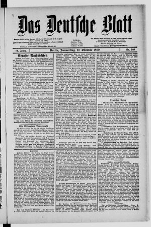 Das deutsche Blatt vom 12.10.1899