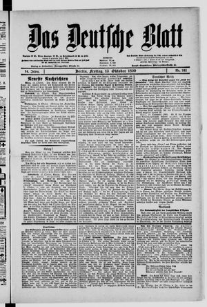 Das deutsche Blatt vom 13.10.1899
