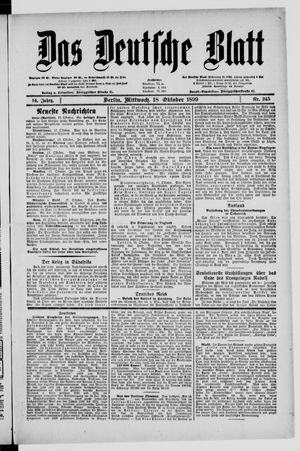 Das deutsche Blatt vom 18.10.1899