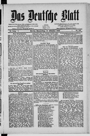 Das deutsche Blatt vom 19.10.1899