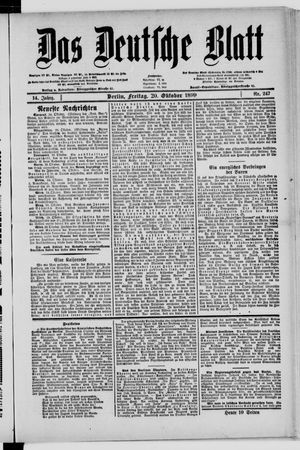 Das deutsche Blatt vom 20.10.1899