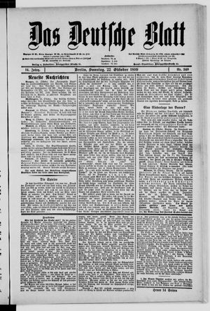 Das deutsche Blatt vom 22.10.1899
