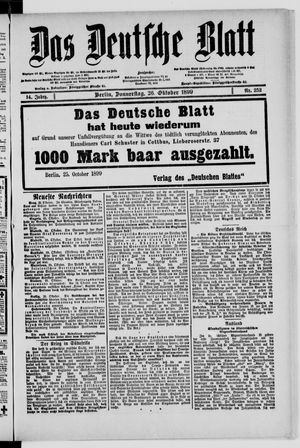 Das deutsche Blatt vom 26.10.1899