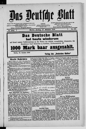 Das deutsche Blatt vom 27.10.1899