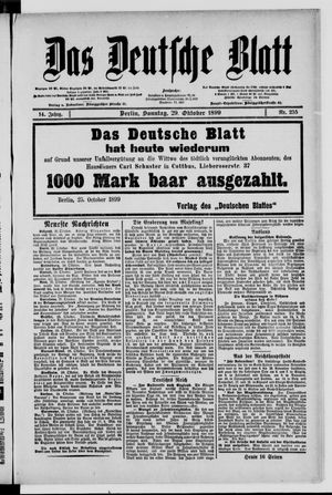 Das deutsche Blatt vom 29.10.1899