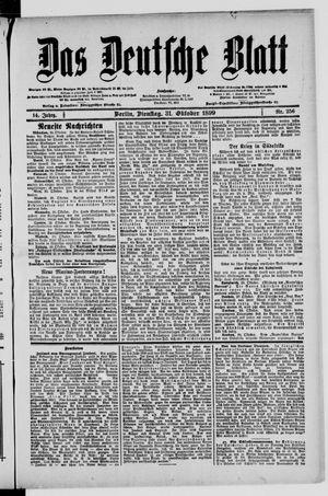 Das deutsche Blatt vom 31.10.1899
