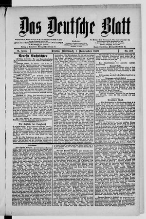 Das deutsche Blatt vom 01.11.1899