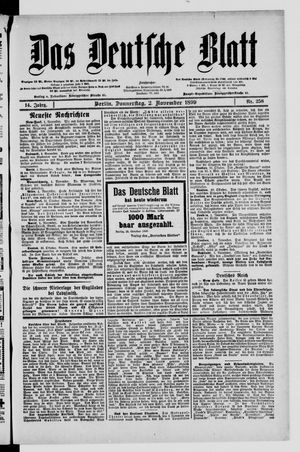 Das deutsche Blatt vom 02.11.1899