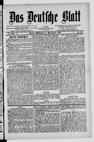 Das deutsche Blatt vom 15.11.1899