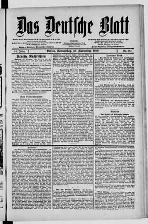Das deutsche Blatt vom 30.11.1899