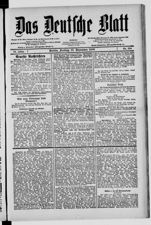 Das deutsche Blatt vom 15.12.1899