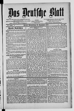 Das deutsche Blatt vom 21.12.1899